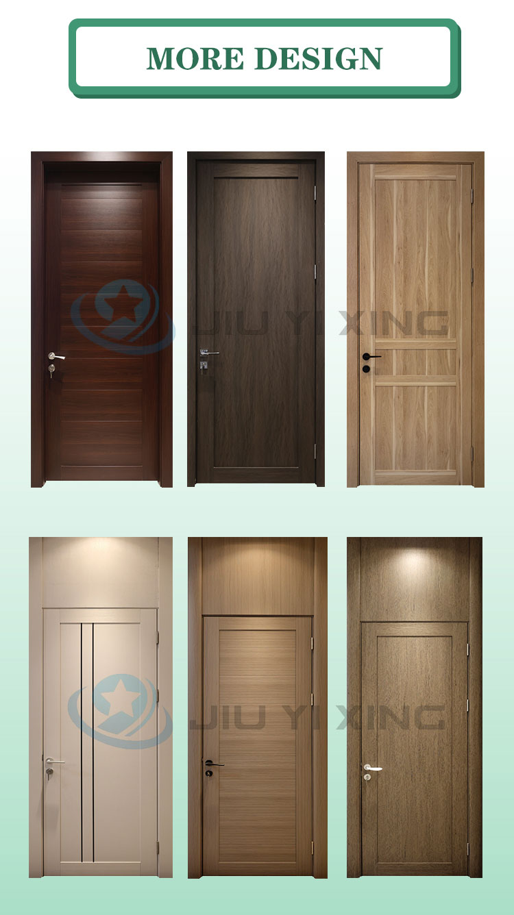 Jiuyixing WPC puerta interior del dormitorio impermeable protecci&oacute;n del medio ambiente cero formaldeh&iacute;do puerta de montaje de WPC hecha en China 